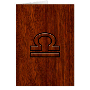 Libra Zodiac Symbol op Mahogany