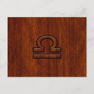 Libra Zodiac Symbol op Mahogany Briefkaart