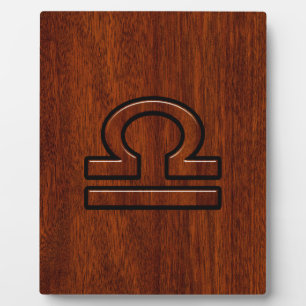 Libra Zodiac Symbol op Mahogany Fotoplaat