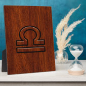 Libra Zodiac Symbol op Mahogany Fotoplaat (Zijkant)