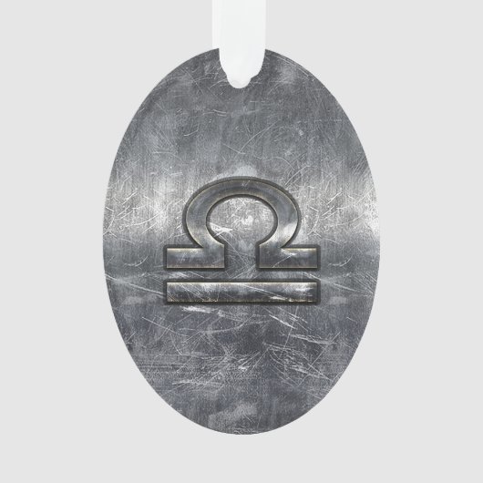 Libra Zodiac Symbol Silver Steel Style Ornament (voorkant)