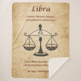 Libra Zodiac with Balanced Affirmations Sherpa Deken