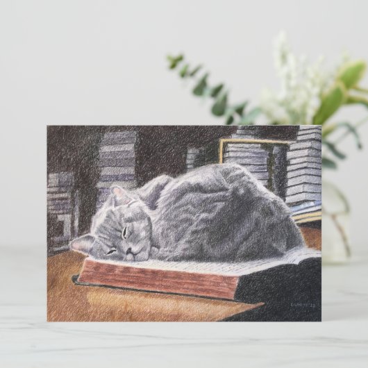 Librairie Chat Invitation personnalisable (Debout devant)