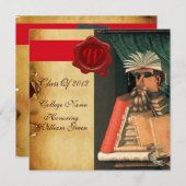 LIBRARIAANSE AFSTUDEREN PARCHMENT WAX SEAL MONOGRA KAART (Voorkant / Achterkant)