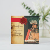 LIBRARIAANSE AFSTUDEREN PARCHMENT WAX SEAL MONOGRA KAART (Staand voorkant)