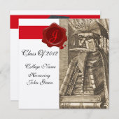 LIBRARIAANSE AFSTUDEREN PARCHMENT WAX SEAL MONOGRA KAART (Voorkant / Achterkant)