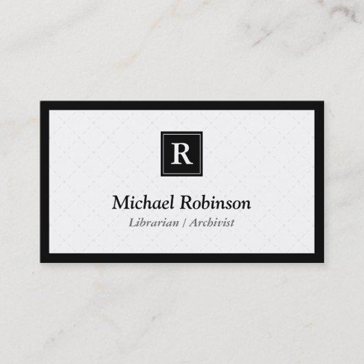 Librarian Archivist - Simple Elegant Monogram Visitekaartje (Voorkant)