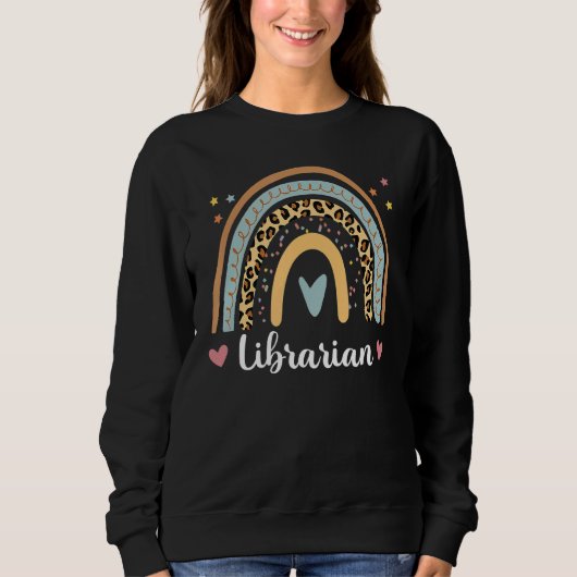 Librarian Boho Rainbow Leopard terug naar school Trui (Voorkant)