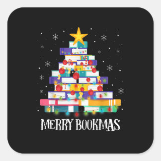 Librarian Book Lover Books kerstboom Merry Bo Vierkante Sticker