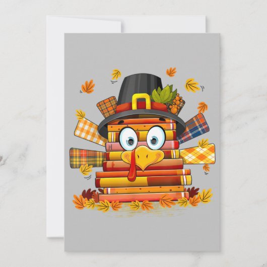 Librarian Book Reader Funny Turkey Thanksgiving Feestdagenkaart (Voorkant)