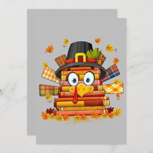 Librarian Book Reader Funny Turkey Thanksgiving Feestdagenkaart (Voorkant / Achterkant)