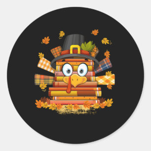 Librarian Book Reader Turkey Thanksgiving herfst Ronde Sticker