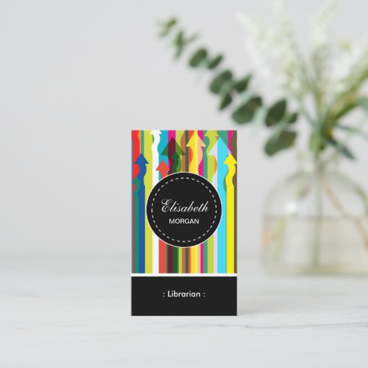Librarian - Colorful Stripes Pattern Visitekaartje (Staand voorkant)