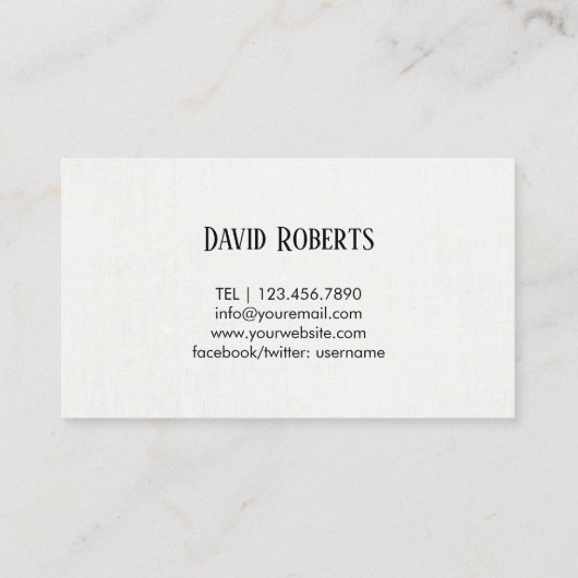 Librarian Handschrift Script Elegant Linen Visitekaartje (Achterkant)