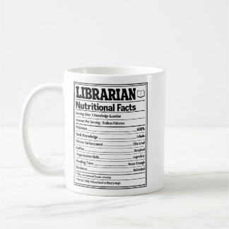 Librarian Nutritional Facts Funny Book Lover Koffiemok