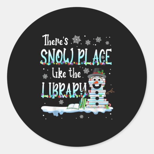 Librarian There's Snow Place Like The Library Chri Ronde Sticker (Voorkant)