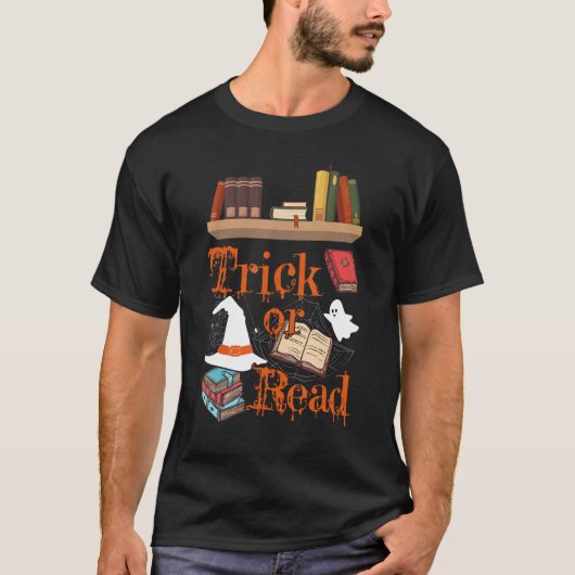 Librarian Trick of Read Library Event Halloween Bo T-shirt (Voorkant)