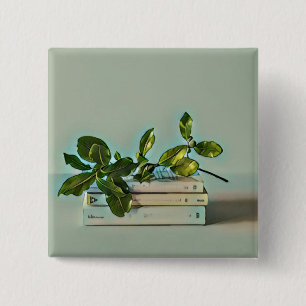 Librarian verjaardagscadeau vierkante button 5,1 cm