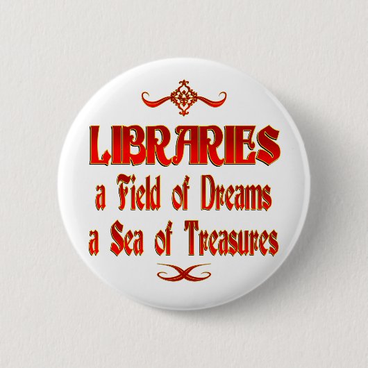Libraries Dreams and Treasures Ronde Button 5,7 Cm (Voorkant)