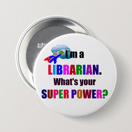 Librarische superheld - Vet kleurrijk tekstontwerp Ronde Button 7,6 Cm (Voorkant /achterkant)