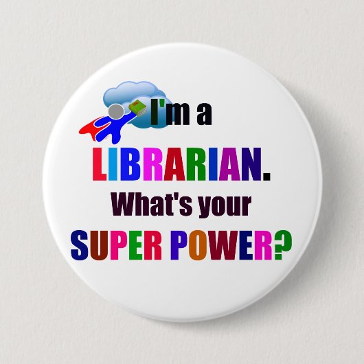 Librarische superheld - Vet kleurrijk tekstontwerp Ronde Button 7,6 Cm (Voorkant)