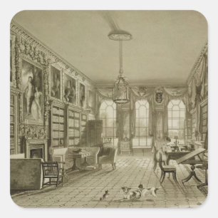 Library as Sitting Room, Cassiobury Park, c.1815, Vierkante Sticker