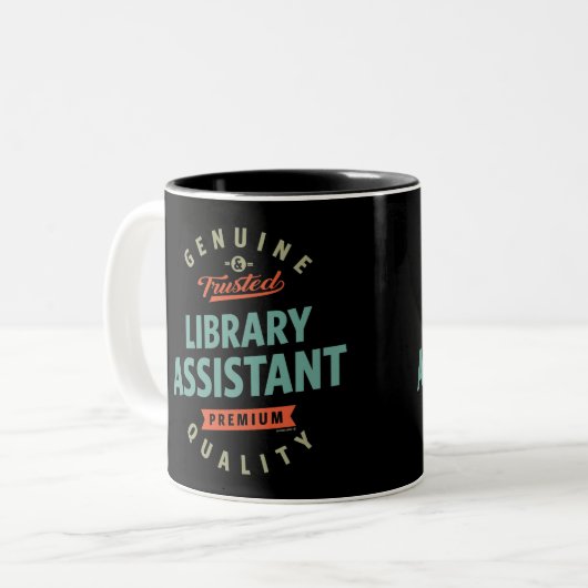 Library Assistant Tweekleurige Koffiemok (Voorkant links)