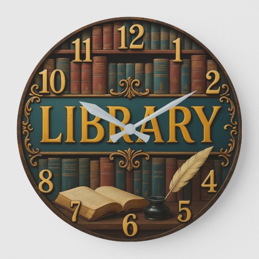 Library book lover reading room grote klok (Voorkant)
