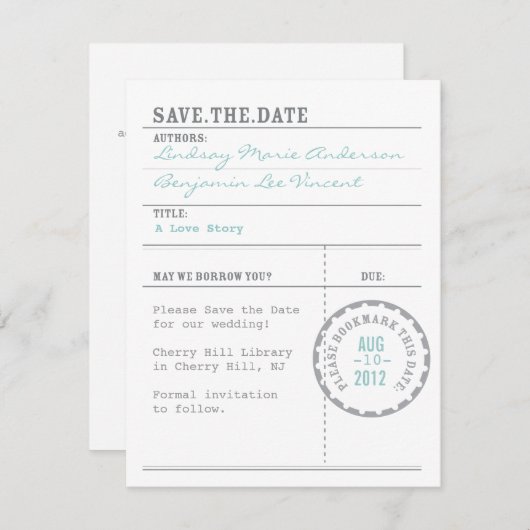 Library Card Save the Date (Voorkant / Achterkant)