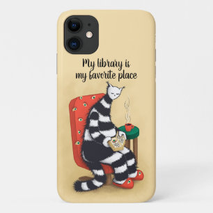 Library Cat Lover Libarian iPhone 11 Hoesje