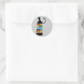 Library Cat Ronde Sticker (Tas)