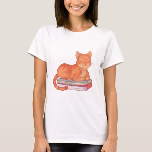 Library Cat T-shirt (Voorkant)