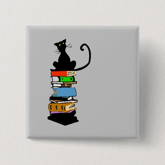 Library Cat Vierkante Button 5,1 Cm (Voorkant)