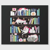Library cats winter colour version cadeaupapier (Vlak)