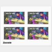 Library Check Out Art, j'aime lire des autocollant (Feuille)