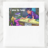 Library Check Out Art, j'aime lire des autocollant (Sac)