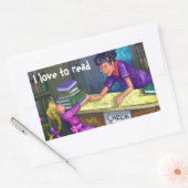 Library Check Out Art, j'aime lire des autocollant (Enveloppe)