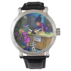 Library Check Out Artwork Horloge