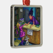 Library Check Out Artwork Metalen Ornament (Rechts)