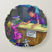 Library Check Out Artwork Rond Kussen (Voorkant)