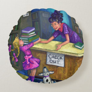Library Check Out Artwork Rond Kussen