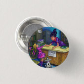 Library Check Out Artwork Ronde Button 3,2 Cm (Voorkant /achterkant)