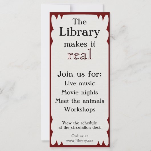 Library Events Rackcard (Voorkant)