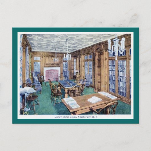 Library, Hotel Dennis, Atlantic City 1926 Briefkaart (Voorkant)