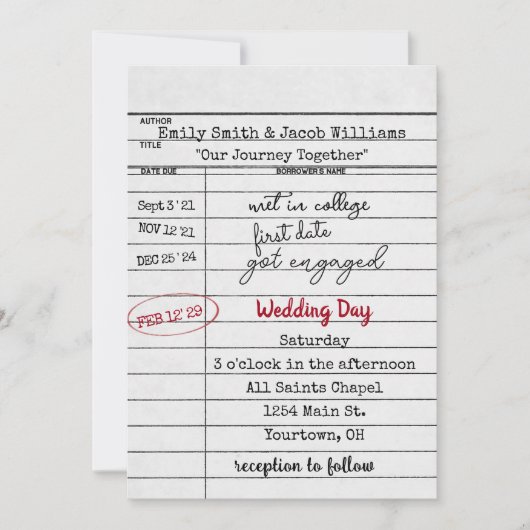 Library Kaart bruiloft uitnodiging (Voorkant)