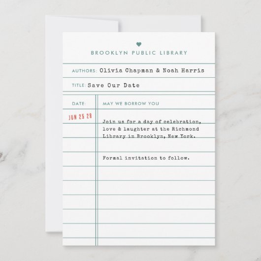 Library Kaart Wedding Sla de datum op (Voorkant)