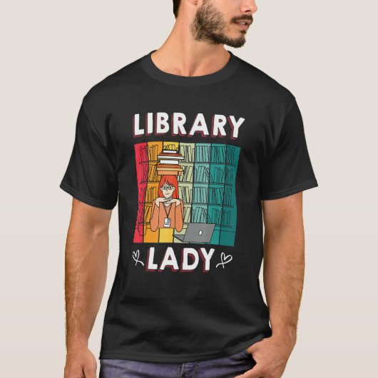 Library Lady U2013 Bookworm Book     Librarian T-shirt (Voorkant)
