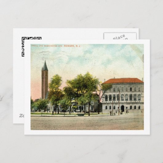 Library, Newark, New Jersey 1908 Briefkaart (Voorkant / Achterkant)