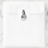 Library Owl ex libris Vierkante Sticker (Tas)