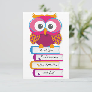Library Owl met Book-Dankuwel-kaart Bedankkaart